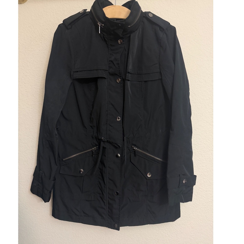 New York & Company Womens Black Utility Field Jacket Drawstring Waist Size M